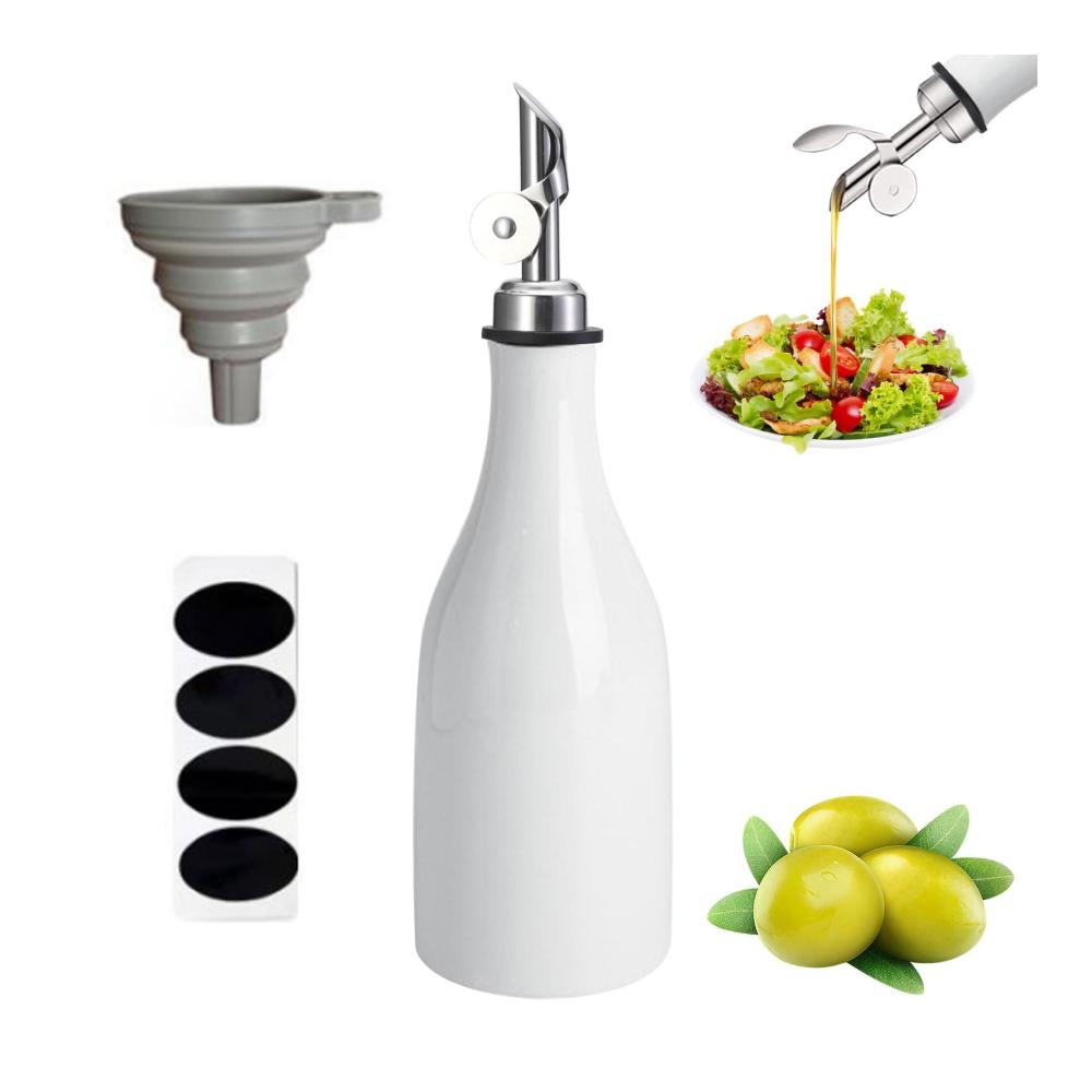 300 ml Keramik-Ölspenderflasche Tropffreier Olivenölspender & Gewürzbehälter mit Deckel – Ideal für Öl Essig Sojasauce – Stilvolle Aufbewahrung & Dosierung