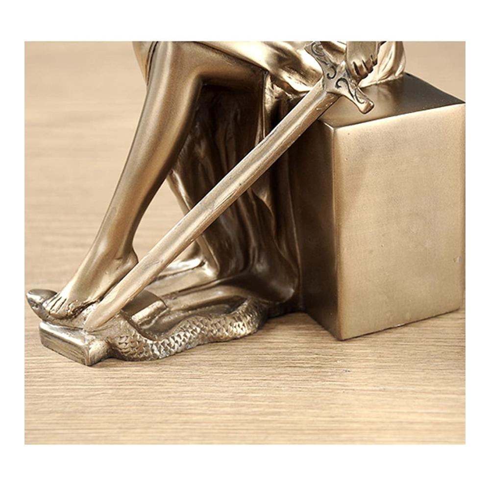 Elegante Bronze Retro-Göttin der Gerechtigkeit Buchstützen - Schweres Metall für stabile Unterstützung im Bücherregal Anti-Mobile Funktion - Perfekte Dekoration für Büro T
