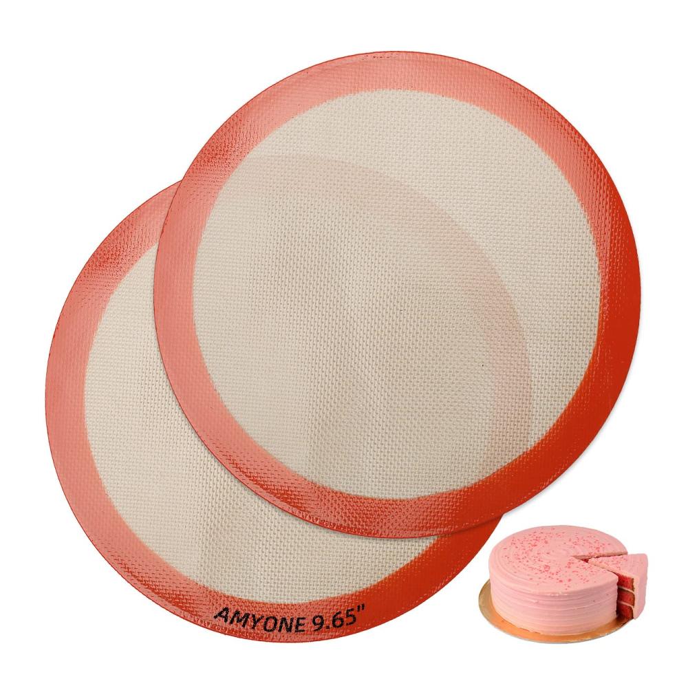 Premium Silikon Backunterlagen Set – 2er Pack Runde Matten (Ø25.4cm) für Kuchen Tortillas Pizza & Teig – Lebensmittelecht & Antihaftbeschichtet – Backmatten für Perfekte Backergebnisse