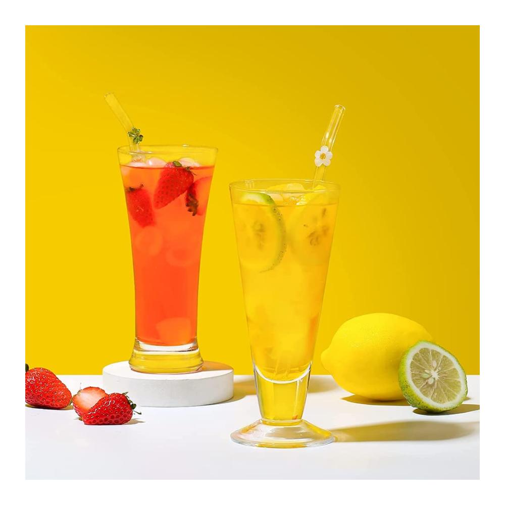 Genießen Sie Nachhaltigkeit! 5 bunte Glasstrohhalme mit Reinigungsbürsten - Umweltfreundliche Alternative für Smoothies Milchshakes & Saft