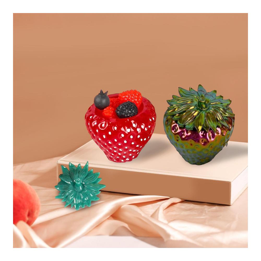 Erdbeerglasformen Set für Modellieren & Gießen | Silikonformen für Epoxidharz | Inklusive Deckel für Aufbewahrung | DIY Vorratsdosen aus Glas | Strawberry Resin Formen für kreative Projekte