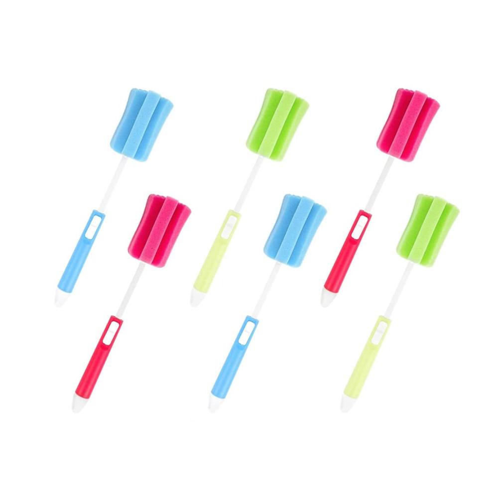 6er Set Flaschenbürsten mit langem einstellbarem Griff | Ideal für Babyflaschen Tassen Weingläser Kessel | Vielseitige Farbmischung