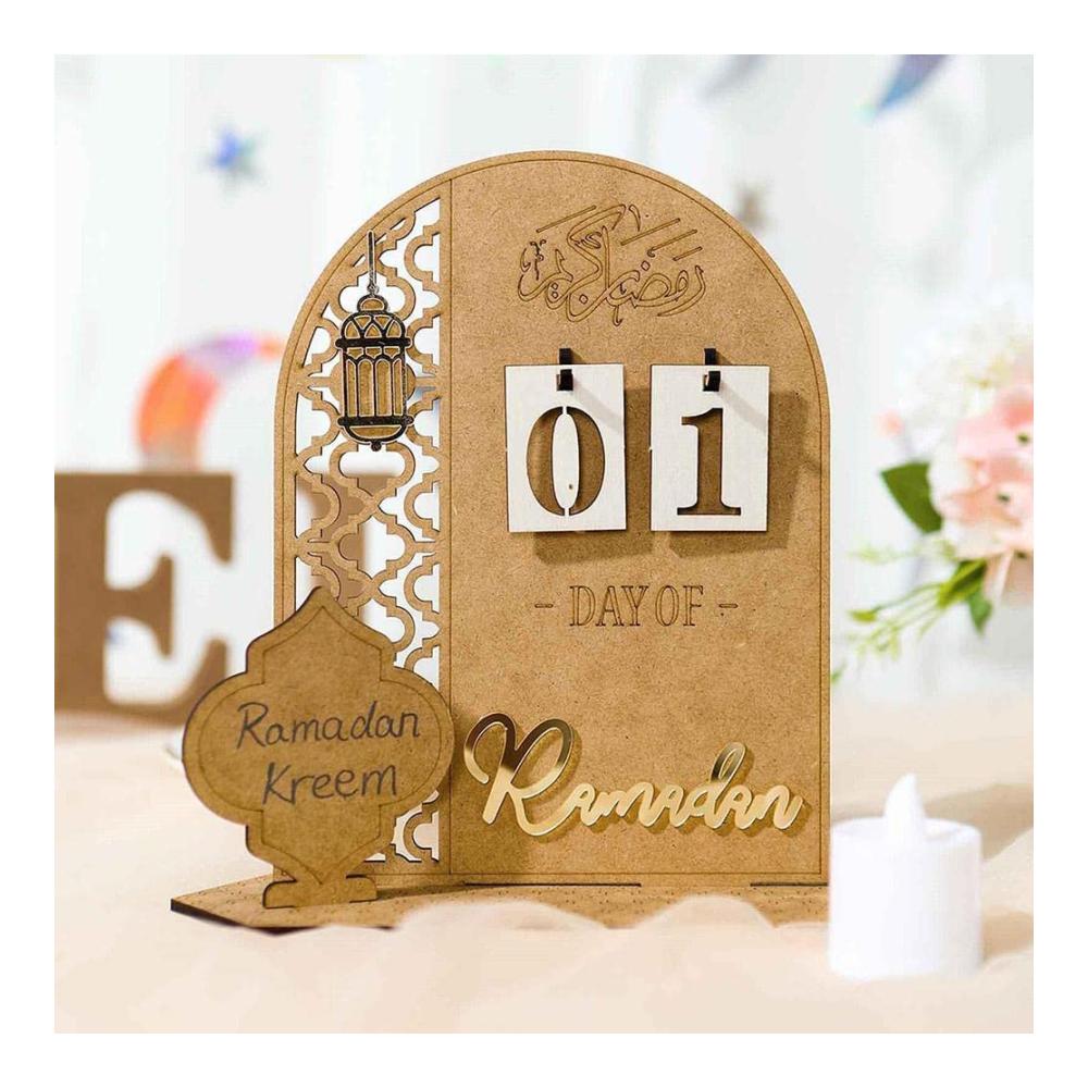Entzückender Dekorativer Adventskalender aus Holz – Countdown Kalender für Ramadan & Eid Dekorationen zu Hause – 30 Tage bis Eid – Perfektes Geschenk für Kinder und Familie – Ramadan und Eid Festliche Deko
