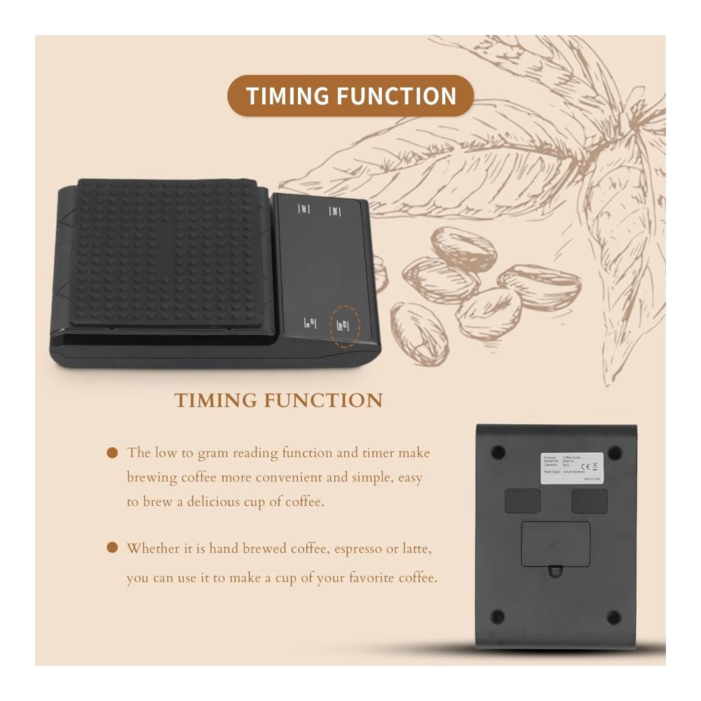 Präzise Kaffee-Digitalwaage mit Timer - Elektronische LED-Anzeige Intelligente Lebensmittelwaage für Gramm/Unze/Ml - Digitale Küchenwaage für exaktes Wiegen bis 01 g - Perfekt für köstliche Rezepte