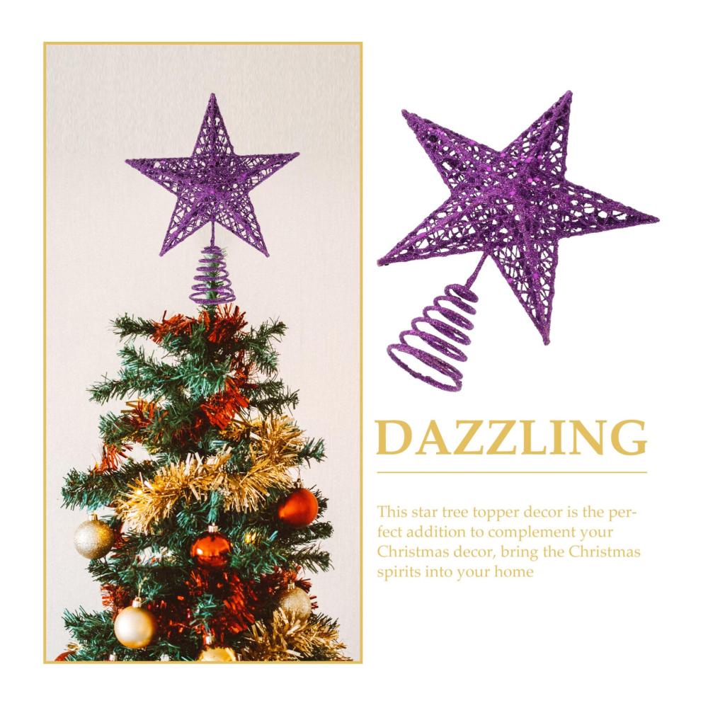 Glitzernde Weihnachtsbaumspitze Lila Stern mit 5 Spitzen für festliche Winterdekoration - Perfekt für Feiertage Partys & Heimdekoration