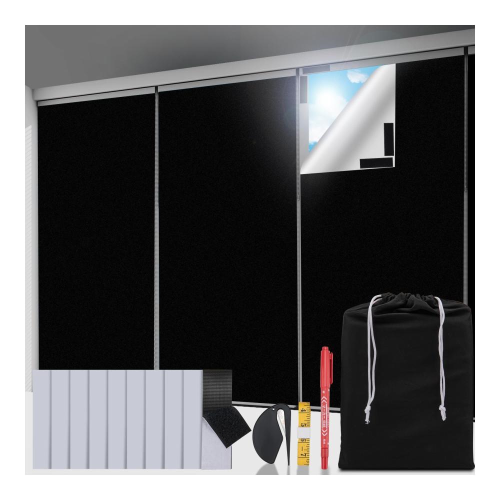 Premium Seitenzug- & Springrollos - Ultimative Verdunkelung für Fenster! Tragbare Verdunklungsfolie 100% Dachfenster Verdunkelung ohne Bohren. Ideal für Schlafzimmer und Reisen. Größe 300x