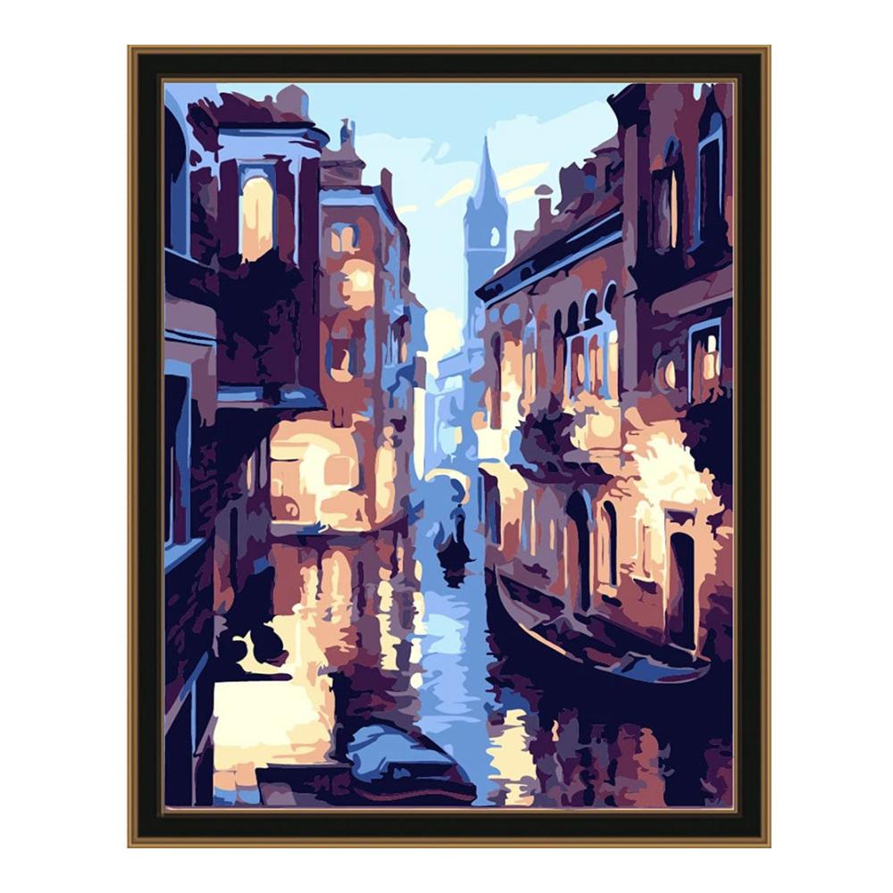 Exklusives Zubehör für kreative Köpfe Malen mit Stickerei - Venedig Nachtansicht. Perfekte Ergänzung für kunstvolles Wohnambiente