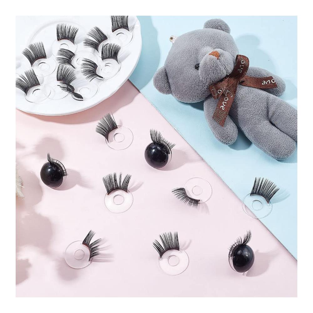 PandaHall 20 Stück Sicherheitswimpern für Puppen Augen-Make-Up-Zubehör für Basteln Kunststoff-Augenwimpern für Amigurumi-Plüschtierherstellung - Augen