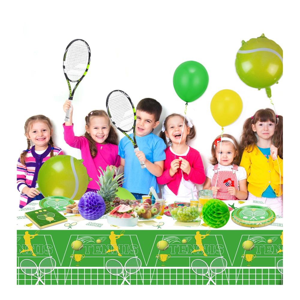 Tennis Geburtstag Party Zubehör Set für 20 Gäste - Inklusive Speiseteller Servietten und Tischdecke - Perfekte Dekoration für Männer Frauen und Kinder - Sport Themed Party Artikel