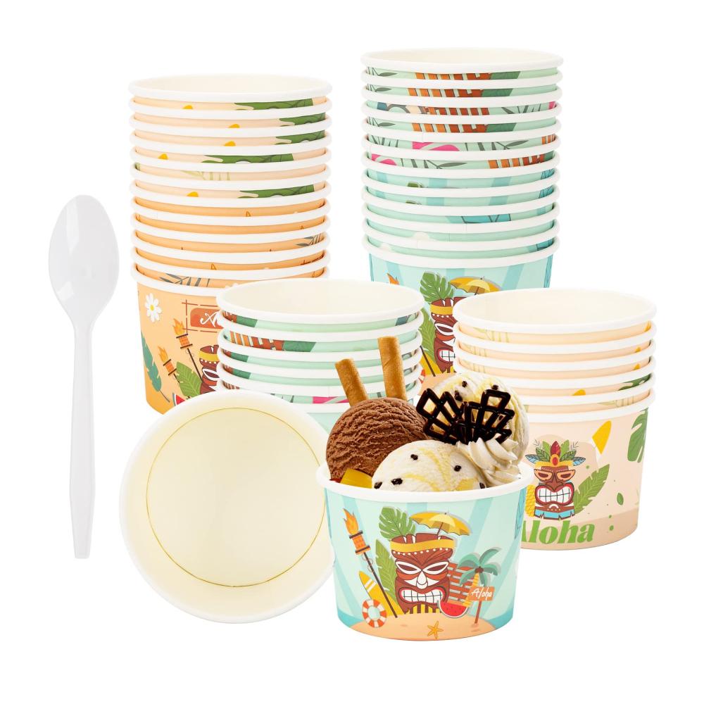 Entzückende GLAITC Eisschalen Pappe 24 Stück | Leckere Dessertschalen für Eiscreme & Gefrorenen Joghurt | Perfekt für Getränke & Suppe | Nachhaltige Dessert-Schüsseln aus Papier
