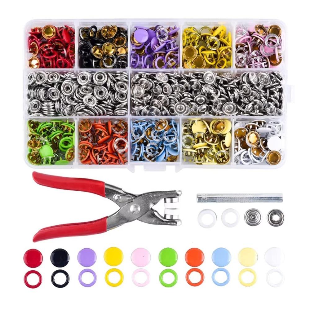 Entdecken Sie Qualität und Vielseitigkeit 200er Set Druckknopf mit Zange – Hohle und Solide Metallknöpfe für Nähen Handwerk Leder - Nähzubehör für Kle