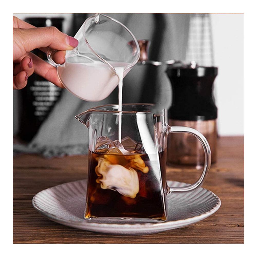 Glas Sauciere quadratisch 520ml - Handgefertigte Servierschale für Kaffee & Tee | Transparente Tropfform mit Thermo-Funktion | Elegantes Serviergeschirr für Genussmomente | Hervorragende Saucenpräsentation