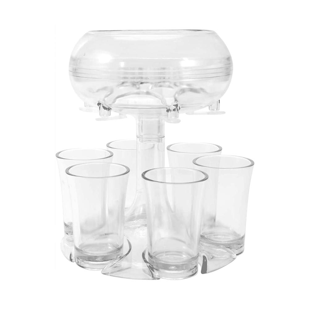 Hochwertiges Set 6 Schnapsglasspender mit multifunktionalem Halter - Idealer Weinspender Cocktail Spender & Shot Spender - Perfekt für Saft Likör & verschiedene Getränke - Praktisches Schnapsglas Set