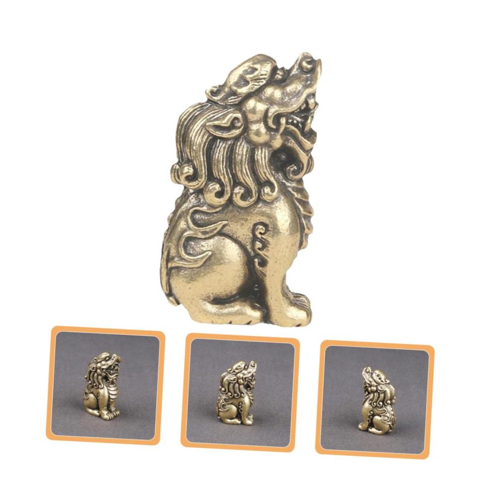 Exquisite Puppen-Sammlerstücke Feng-Shui Pi Yao Reichtumsskulptur aus Messing Bürodekoration mit Löwenfigur handgefertigtes Bastelornament für Glück und Wohlstand