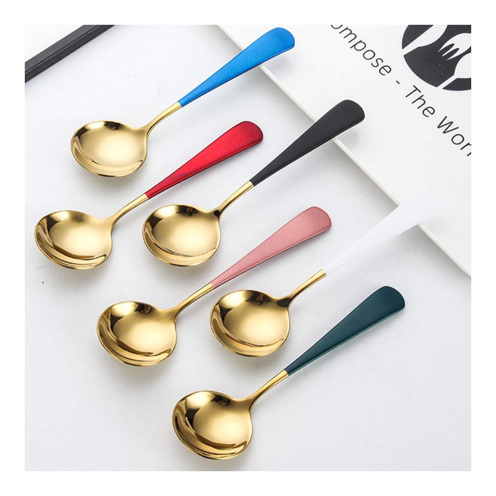 Entdecken Sie den Genuss – Suppenlöffel-Ensemble 4 elegante Edelstahl-Löffel für Suppe Dessert Tee & Kaffee - Perfektes Küchenzubehör für exquisiten Geschmack und Stil