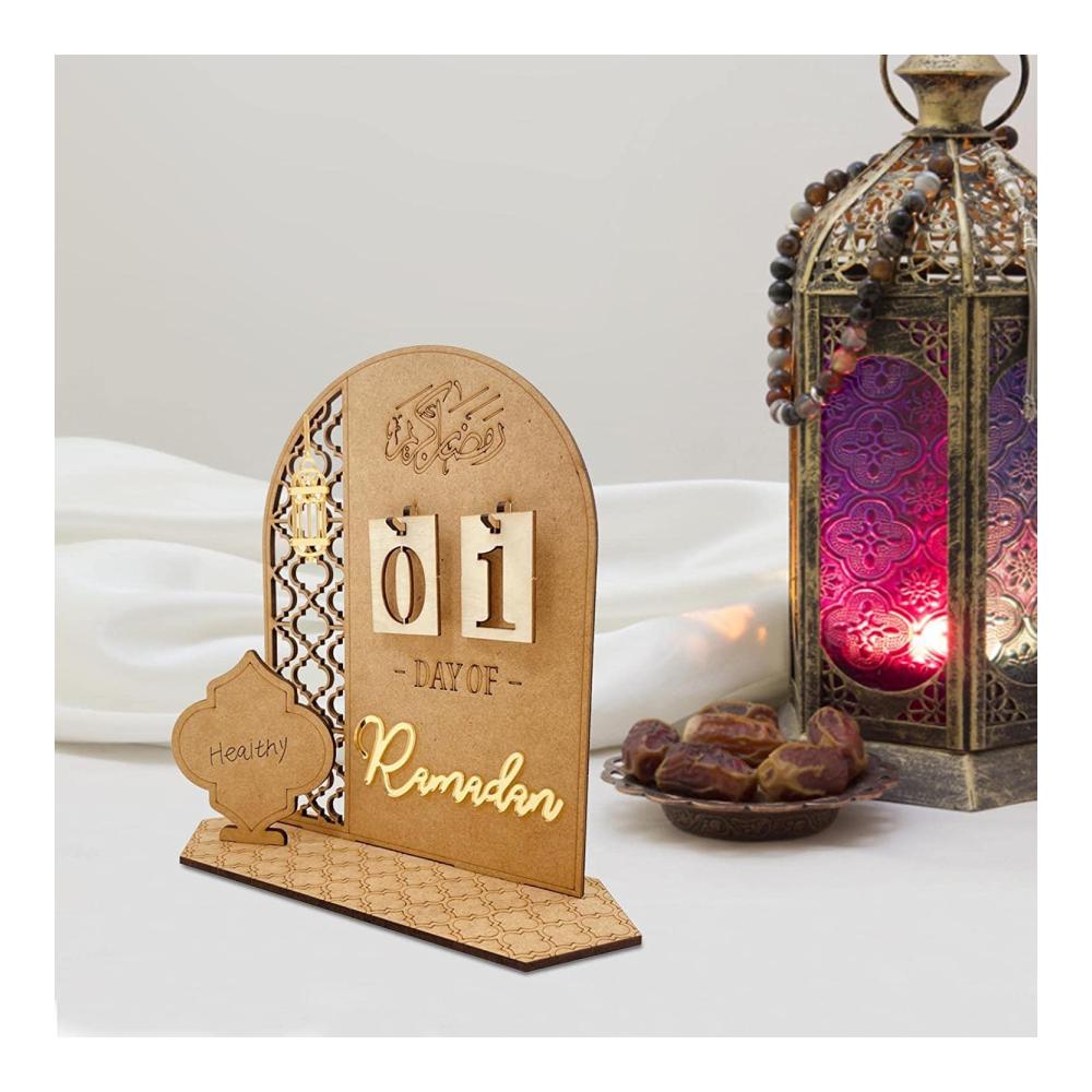 Entzückender Dekorativer Adventskalender aus Holz – Countdown Kalender für Ramadan & Eid Dekorationen zu Hause – 30 Tage bis Eid – Perfektes Geschenk für Kinder und Familie – Ramadan und Eid Festliche Deko