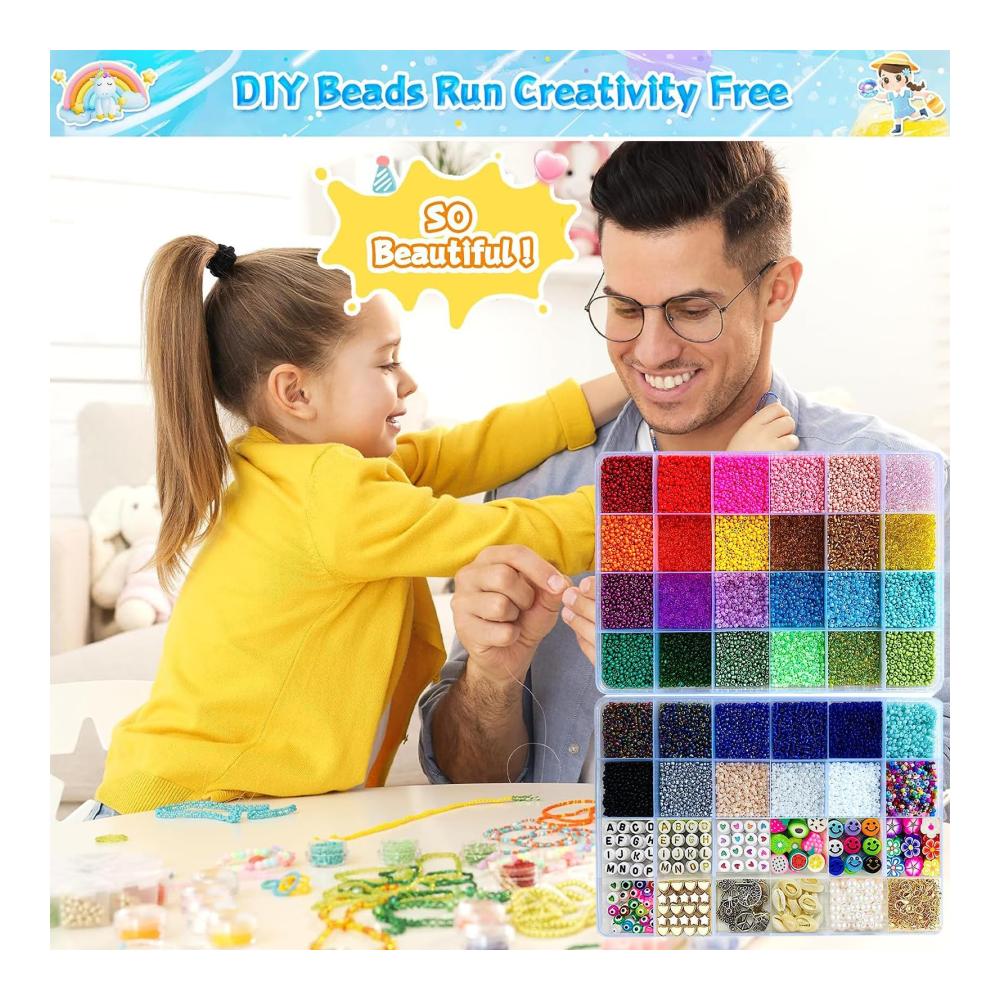 Kreatives Schmuckherstellungs-Set DIY Perlen Armbänder Halsketten Ohrringe und mehr - Umfangreiches Perlen Set für einzigartige Designs - Bracelet Making Kit für individuellen Schmuck - Perfekt für Anfänger und erfahrene Bastler - Entdecke die Welt der Sch