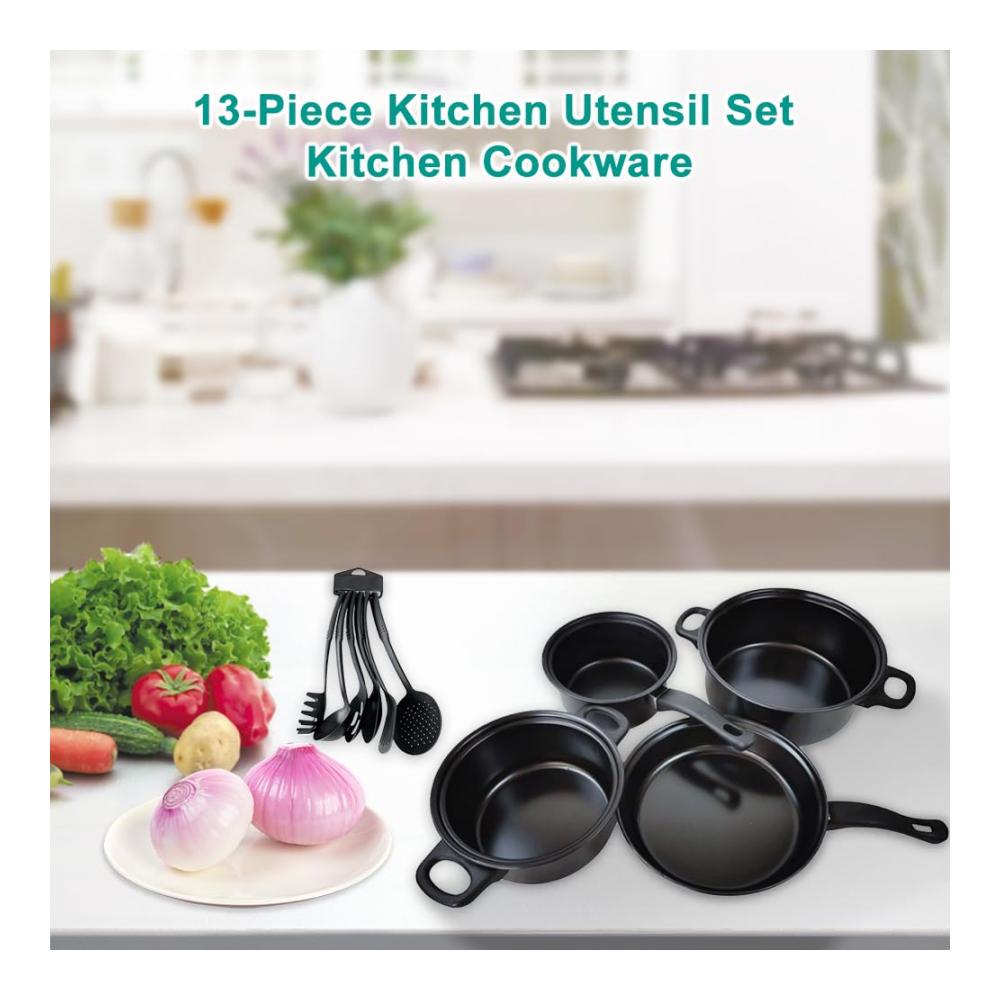 Entdecken Sie unser 13-teiliges Topf- & Pfannenset! Antihaft-Kochgeschirr-Set inklusive Küchenutensilien - Perfekte Geschenkidee für Freunde und Familie