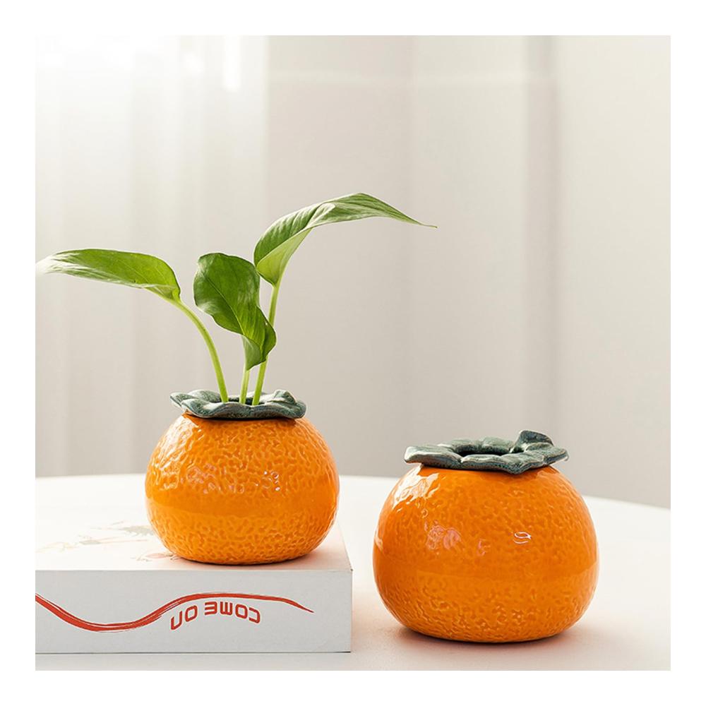 Dekorative Mini-Orangen-Vase - Lebensechte Keramik-Simulations-Obstvase für Blumen und Pflanzen - Niedliches Vasen-Design - Perfekt für Sukkulenten - Obst-Stil Dekoration - 10x8 4 cm