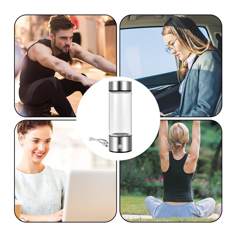 Erleben Sie frisches Wasser unterwegs! Filterflaschen - Tragbare Wasserstoff Wasserflasche mit 420ML Kapazität. USB wiederaufladbarer Generator und Ionisator für gesundes Wasser. Ideal für Radfahren Laufen Fitness und Camping. Perfekt für