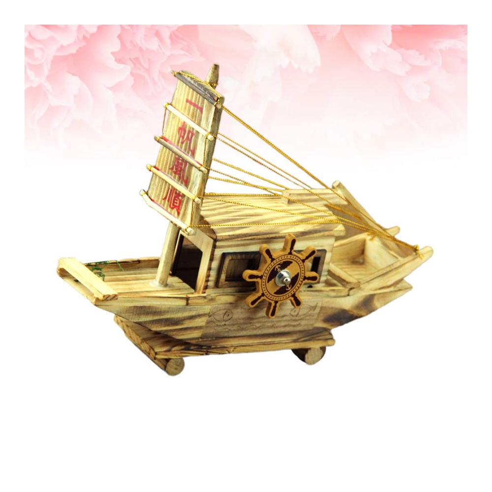 Entzückende Vintage-Spieluhr Dekorative Holz-Segelboot-Skulptur – Perfektes Geschenk für Heim und Büro! Sammeln Sie zeitlose Erinnerungsstück
