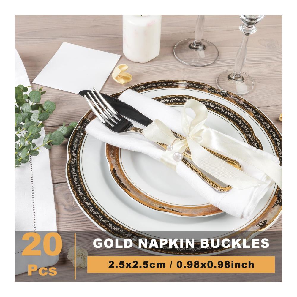 Elegantes Set mit 20 Perlen-Serviettenringen in Gold - Hochwertige Metall-Serviettenschnallen für stilvolle Tischdekoration - Perfekte Feiertags-Serviettenringe und Halter - Schmücken Sie Ihre Tafel mit diesem exquisiten Serviettenring-Ensemble