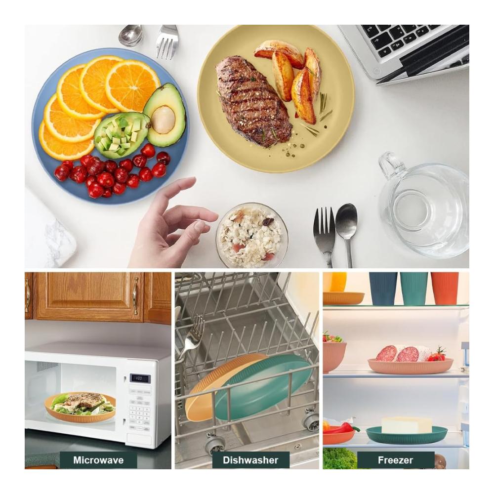 Hochwertige 6er Set Speiseteller aus bruchsicherem Material – Ideal für Salat Pasta und mehr – 9 Zoll Robuste Dinner Plates für Zuhause Partys – Mikrowellen- und Spülmaschinenfest