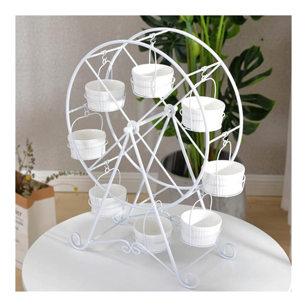 Zauberhaftes Riesenrad Cupcake-Ständer Karussell in Weiß | Drehbarer Metallhalter für Desserts ideal für Kindergeburtstage & Hochzeiten | Perfektes Geschenk für Geburtstage und
