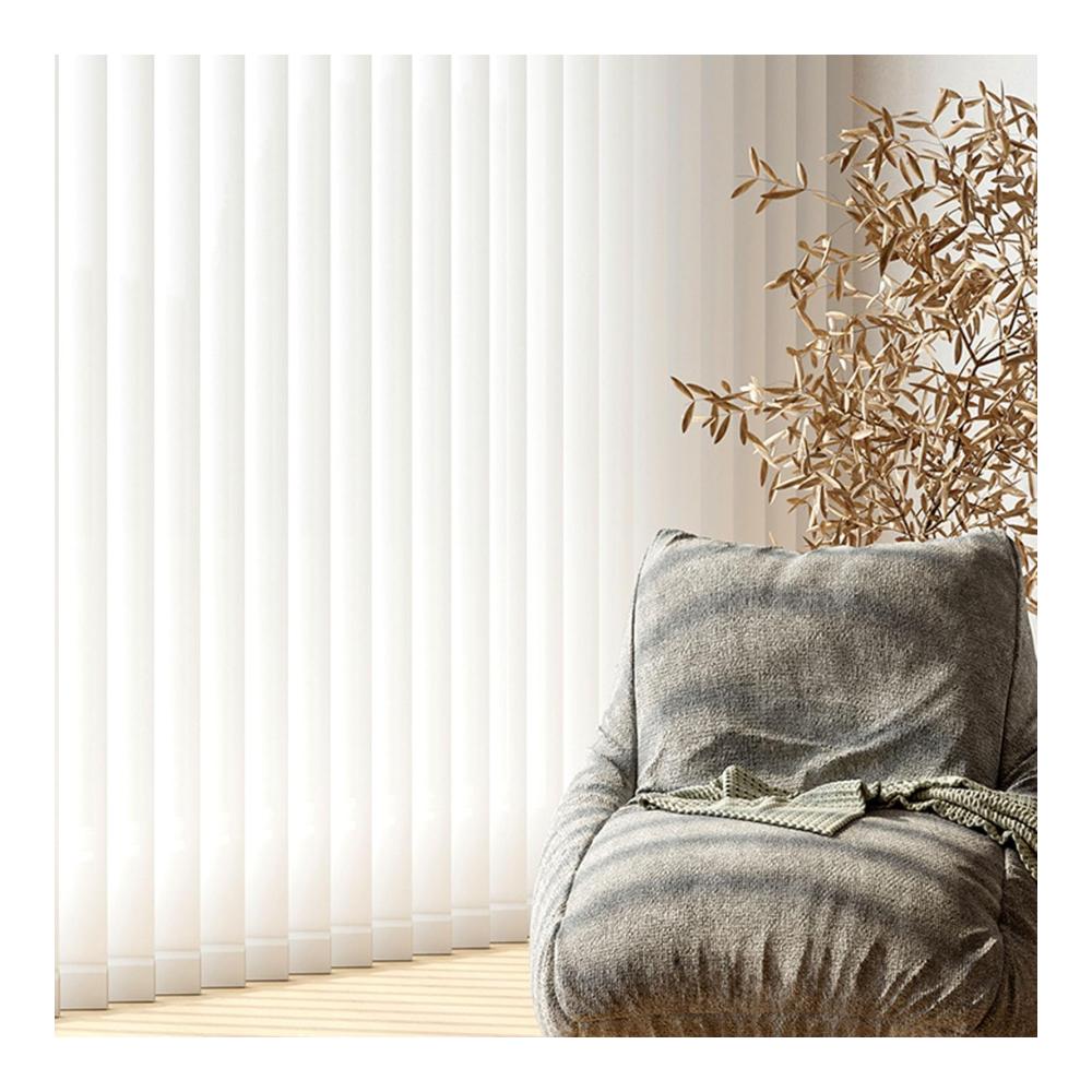 Hochwertiges Komplett-Set Weiße Verdunkelungslamellen-Paneele für Fenster und Türen - Vertikale Jalousien für Zuhause - Ideal für Schlafzimmer Wohnbereich und Badezimmer - Inklusive 9cm breiter Stoffe