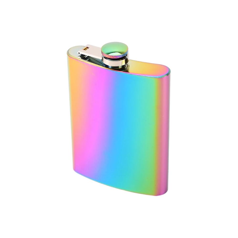 Hochwertiger Edelstahl-Flachmann 237 ml | Tragbarer Regenbogen-Taschenflasche | Auslaufsicher für Wandern Jagen & Camping | Kleiner Begleiter für unterwegs