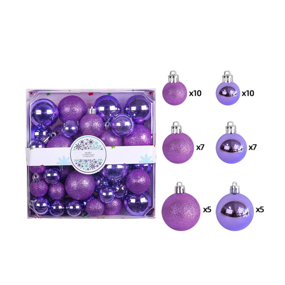Buntes Kugel-Set für Weihnachtsbaum – 44-teilig langlebige bruchsichere Kunststoff-Ornamente in lebendigen Farben – Festliche Feiertagsdekoration für einen auffälligen Weihnachtsbaum – Inklusive lila Anhänger