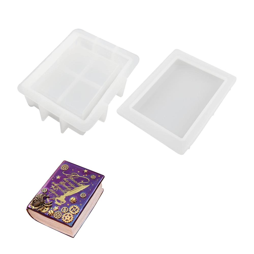 Erstellen Sie Ihre eigenen Kunstwerke mit Leichtigkeit! 2 Stück Silikonformen für Harzboxen | Silikonformen in Buchform mit Schiebedeckel-Design für Modellieren & Gießen von Harz Schmuck Tarot