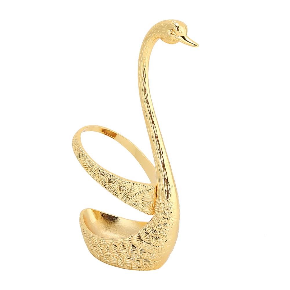 Premium Edelstahl-Kochlöffel Set | Löffelhalter mit Schwanenform aus Zinklegierung | Helles und Langlebiges Geschirr | Aufbewahrungsorganisator inklusive | Küchenutensilien für Eleganz und Eff