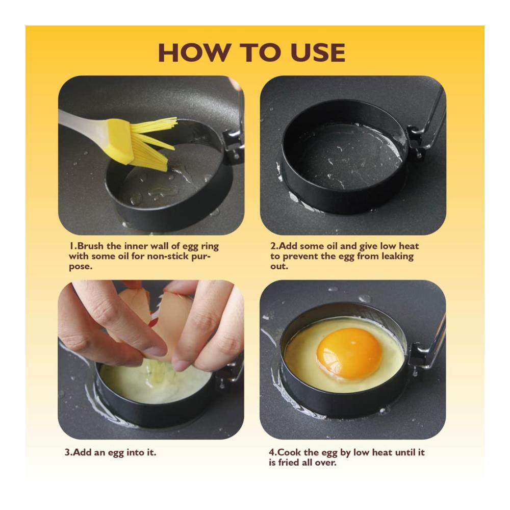 Premium Omelettpfannen Set - 4 Stück Spiegeleiformen mit Antihaftbeschichtung und Silikongriffen | Ideal für Pancakes Sandwiches Hackbraten & mehr