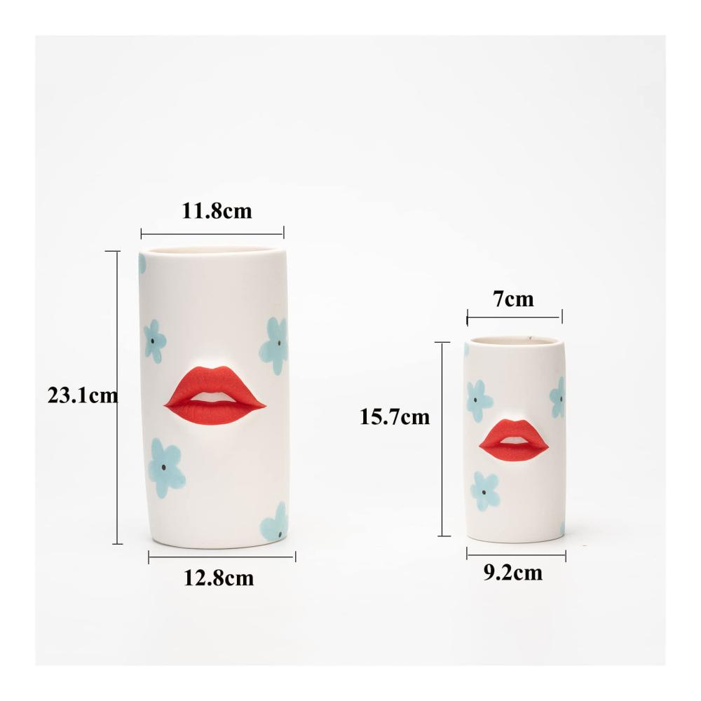 Boho Chic Große Keramikvase für Pampasgras & Blumen - Wohnaccessoire in Mattweiß für Wohnzimmer & Büro - Dekorative Blumenvase für Frische & Trockenblumen - Modernes Design - Gelb - Groß
