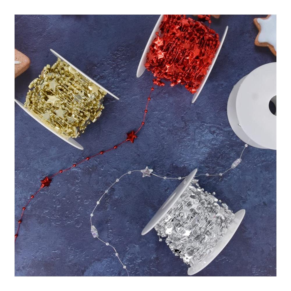 Entdecken Sie den Glanz 15 Meter Borten mit Beads - Kreative Perlengirlande für Haarschmuck Tischdeko Hochzeits- & Partydekoration. Elegantes Perlenband in Rot für festliche Weihnachtsdekorationen. Verschönern Sie Ihre Welt stilvoll
