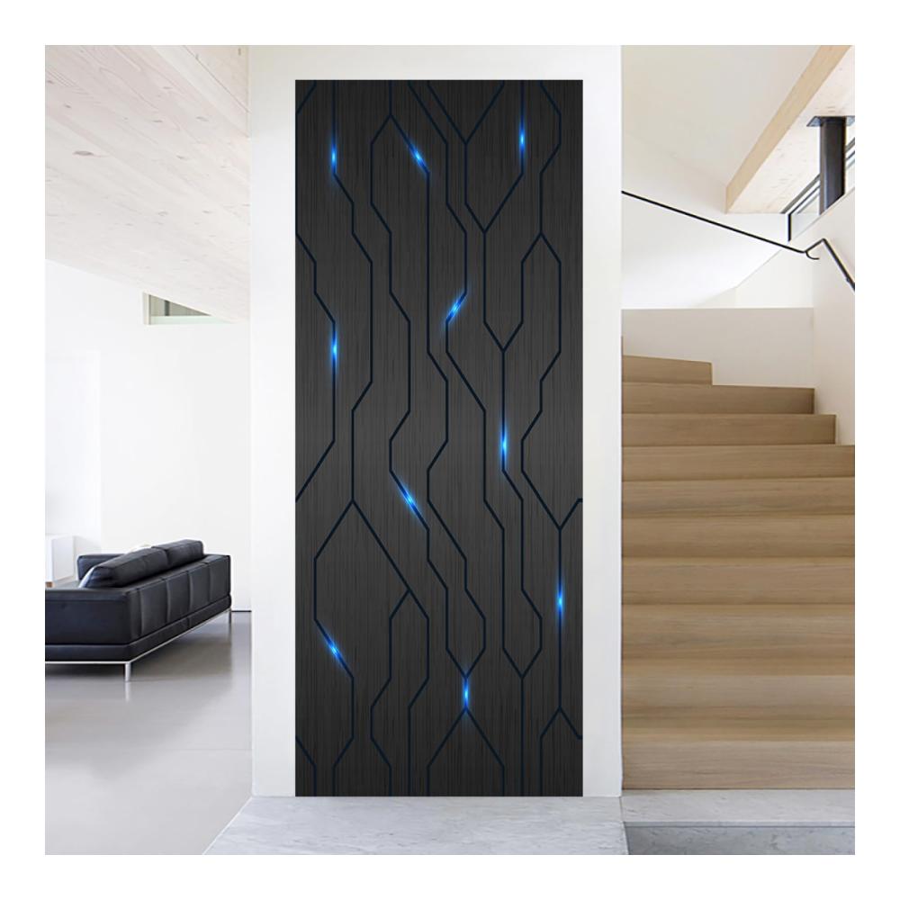 Erfrischen Sie Ihr Zuhause! Schwarz Blau Abstrakt 3D Türtapete Selbstklebend - Wasserdicht Abnehmbar & Stilvoll! Wohnzimmer Tür Aufkleber - PVC Türaufkleber für einzigartige Akzente! (88x200cm