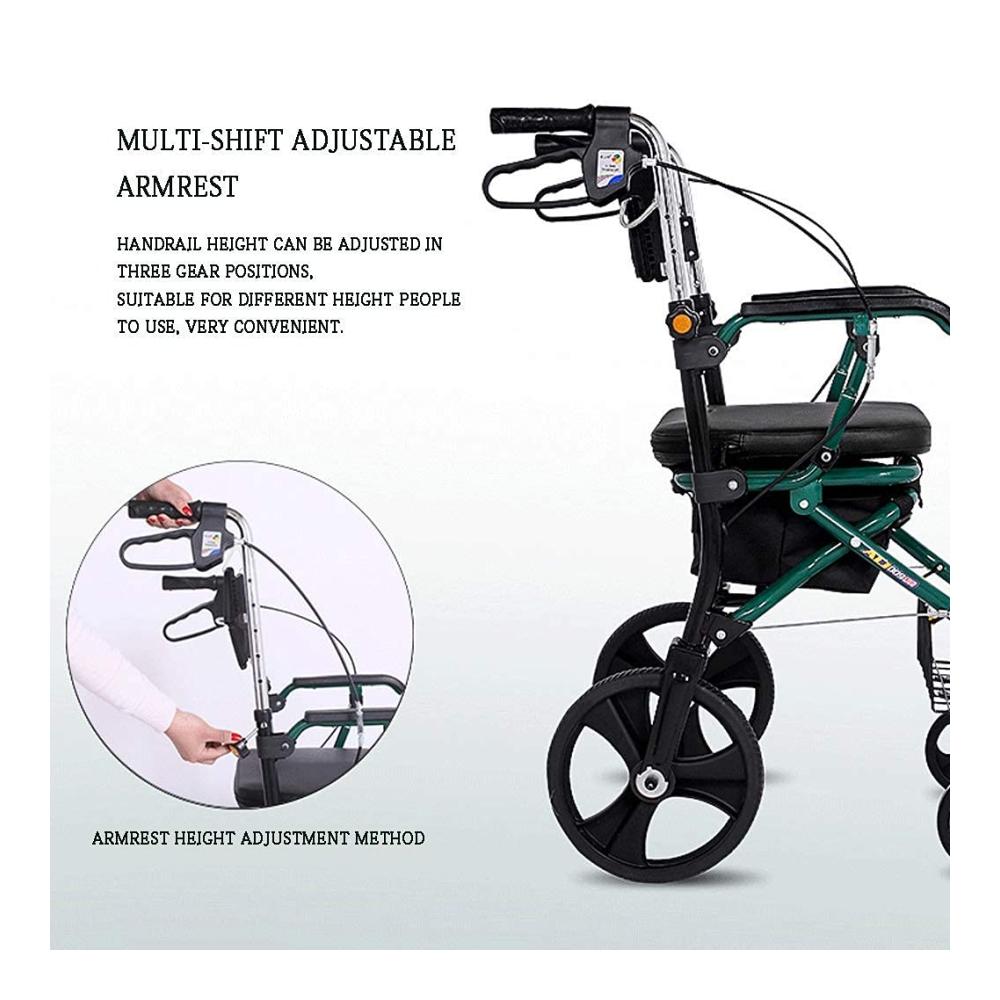 Bequemer Einkaufswagen mit Sitz | Faltbarer Trolley für Senioren | Vierrädriger Einkaufstrolley | Tragbarer Rollator | Einkaufswagen für ältere Menschen | Leicht zu bedienen und glücklich shoppen