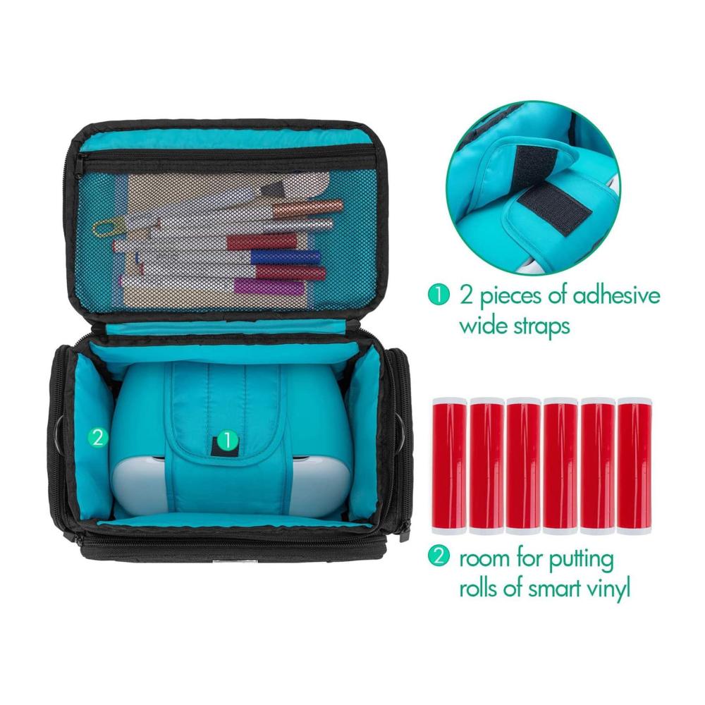 Hochwertige Scrapbooking-Werkzeugtasche Tragbare Cricut-Hülle für Heißluftpresse 9x6x7.5 - Schwarze Polyester-Tragetasche für Cricut