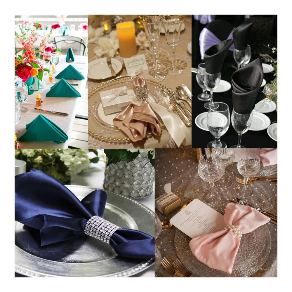 12er Set Stoffservietten mit Hohlsaum | 30x30cm | Rosé Satin für Party & Hochzeit | Tischdecke Zubehör | Premium Küchentextilien