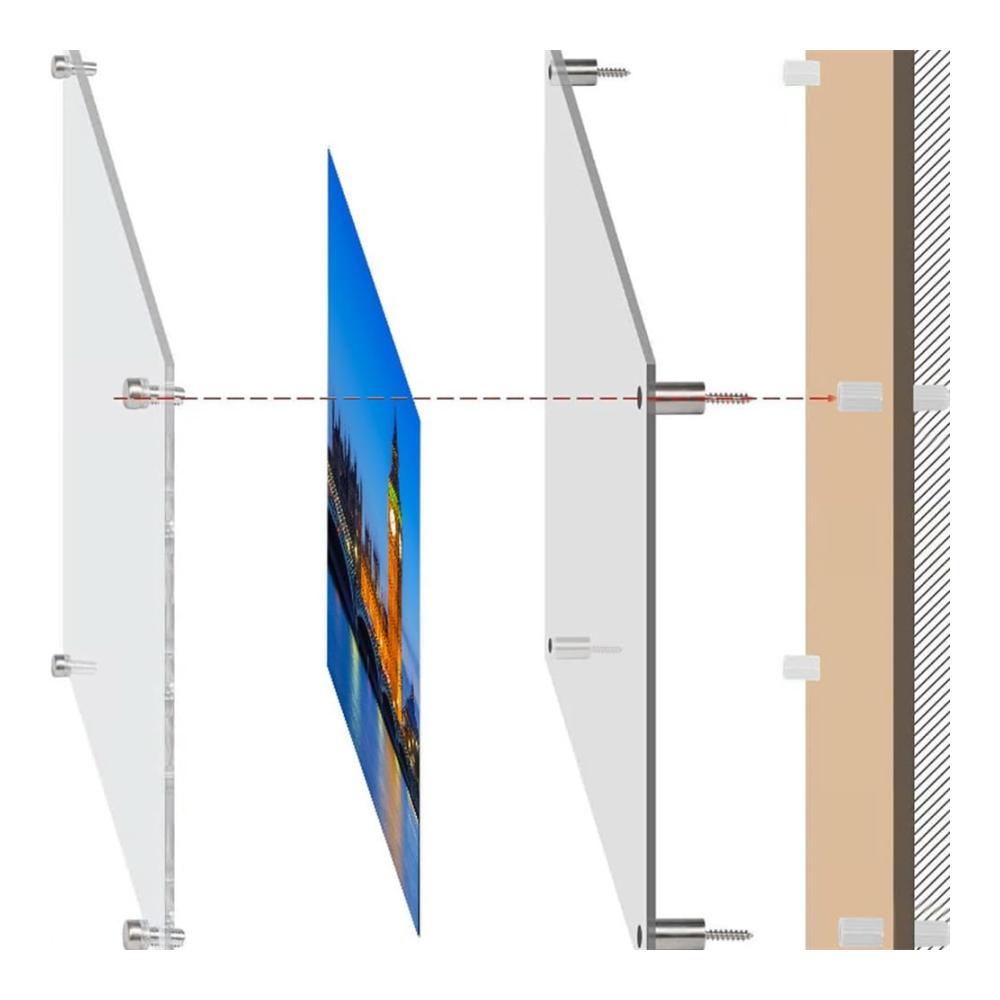 Premium Magnetrahmen Set - 2er Pack Transparente Acryl Bilderrahmen für Doppelseitige Präsentation - Rahmenlos & Elegant - Idealer Acryl Fotorahmen für Zuhause Büro und Galerie