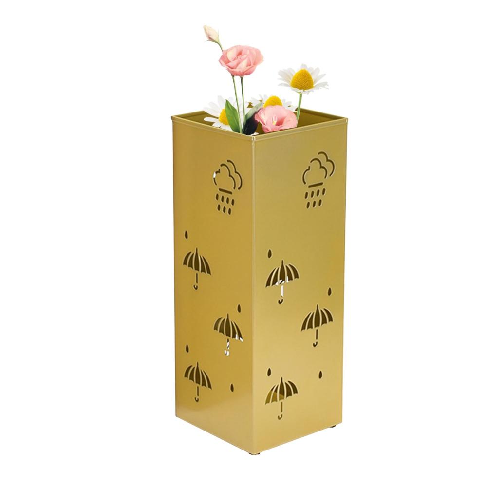 Moderner quadratischer Metall Schirmständer - Regenschirmbehälter und Dekorative Vase für Heim und Büro - Organizer mit St