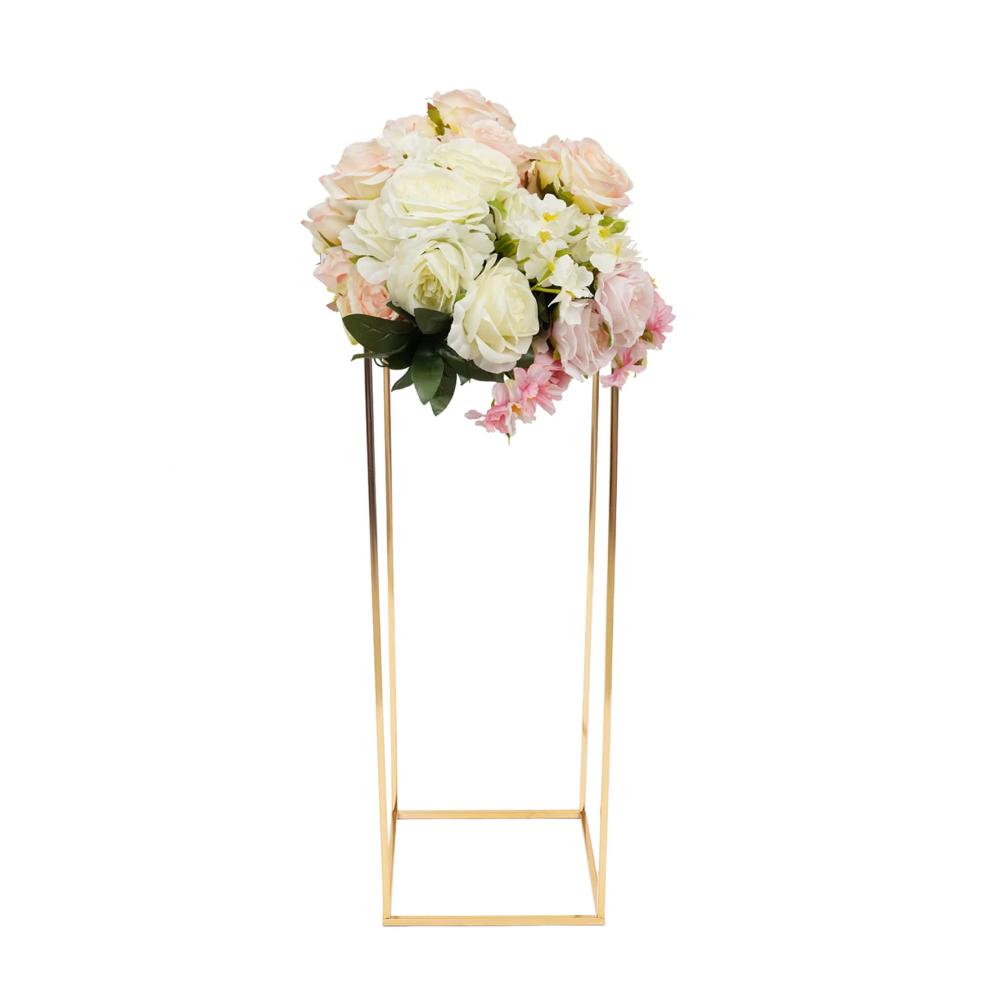 Goldener Blumenständer 80cm - Edler Sockel für Hochzeiten & Events - Metallständer für Tafelaufsätze Dekorationen & mehr - Party & Dinner Centerpiece in Gold - Stilvolle Blumenstütze & Säule