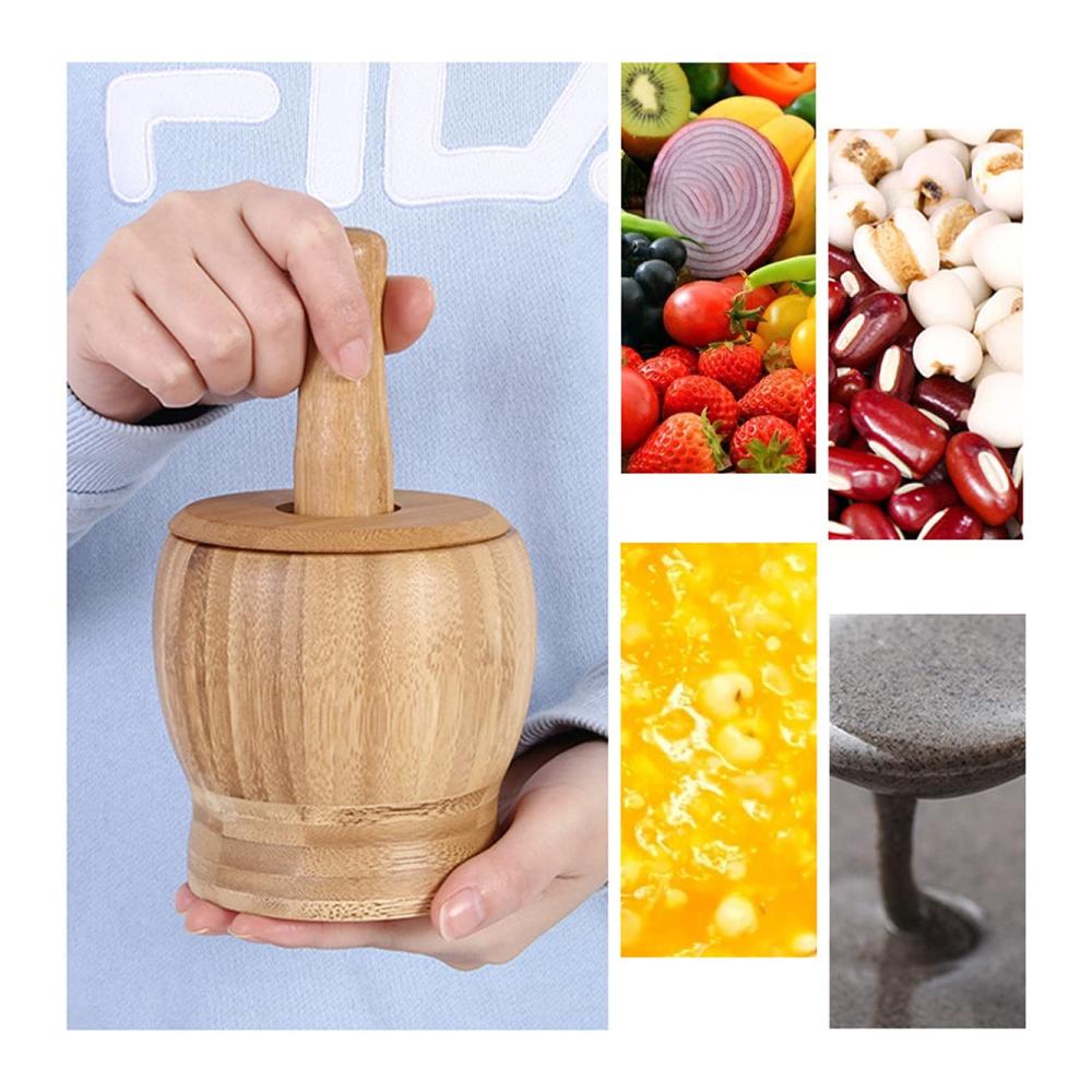 NC Holzmörser Set Mörser & Stößel Set - Hochwertiges Handbuch-Set für Gewürze Kräuter und mehr - Küchenmörser aus Holz für einfaches Mahlen - Traditionelles Design für die moderne Küche