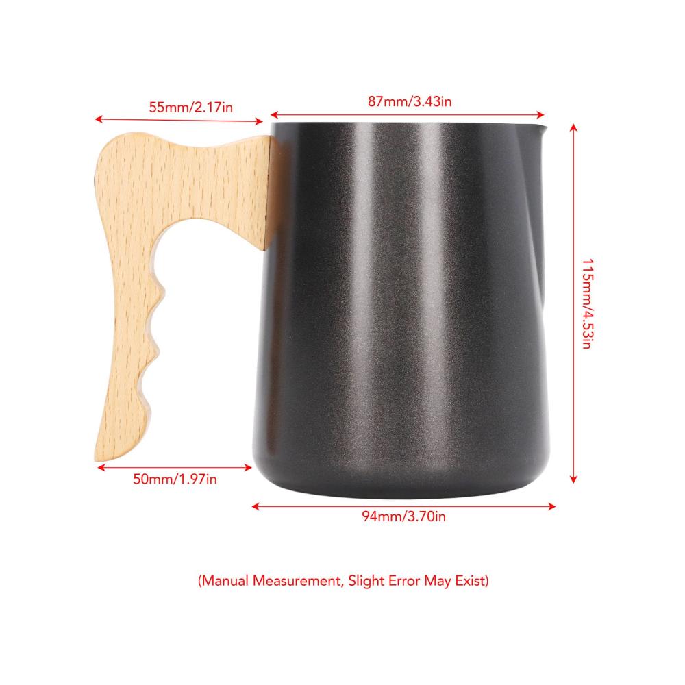 Milchschaumkännchen - Exquisites 304-Edelstahl-Design | Zarter Adlermund-Auslass für perfekten Schaum | 600 ml Milchaufschäumbecher mit Buchengriff | Vielseitiges Kaffeezubehör