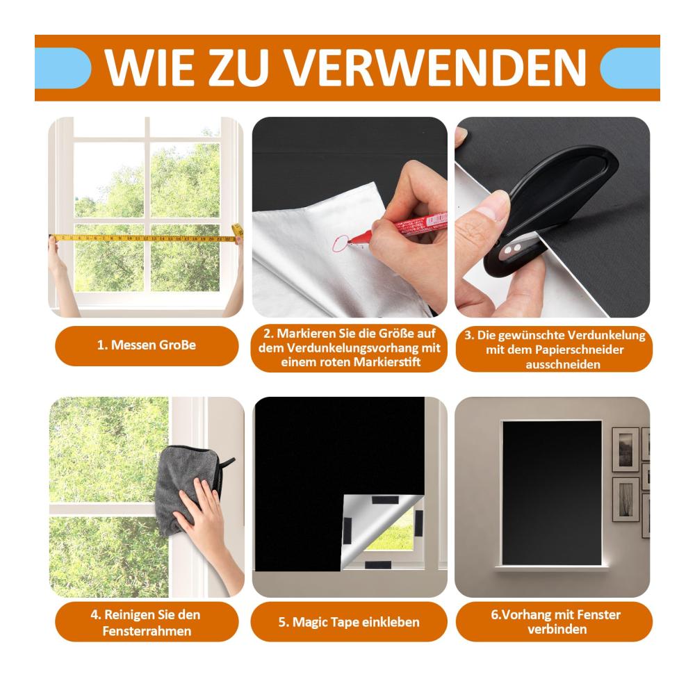 Premium Seitenzug- & Springrollos - Ultimative Verdunkelung für Fenster! Tragbare Verdunklungsfolie 100% Dachfenster Verdunkelung ohne Bohren. Ideal für Schlafzimmer und Reisen. Größe 300x