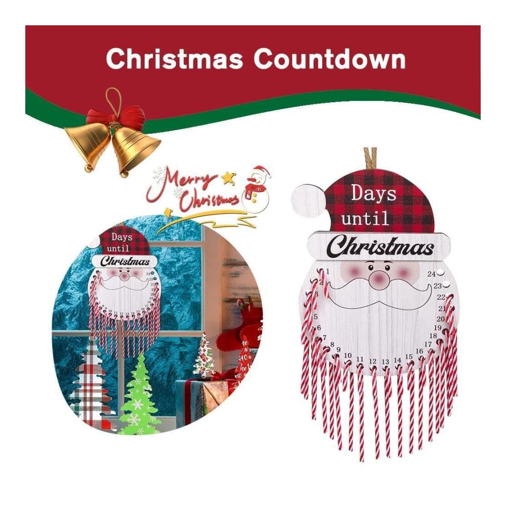 Dekorativer Adventskalender Holz Weihnachtsmann Xmas Countdown Kinder Geschenke Hängende Dekoration - Weihnachtszauber für Zuhause
