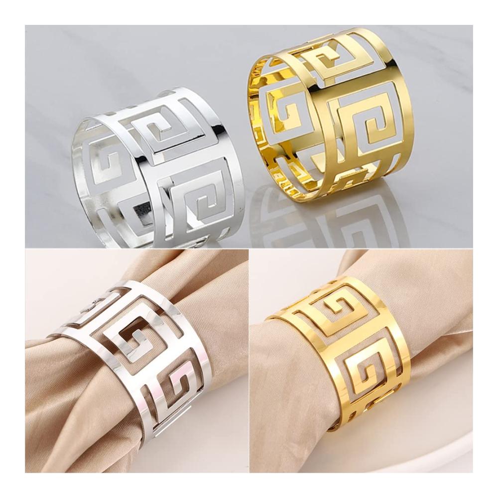 Edle Serviettenringe Set aus Metall - 12 Stück Gold & Silber Serviettenhalter für stilvolle Tischdekorationen bei Hochzeiten Partys & Festen - Perfekt für Weihnachten Familienfeiern & mehr