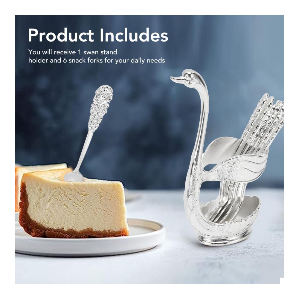 Entdecken Sie Eleganz mit unserem exklusiven 6-teiligen Mischpaletten-Set Swan-Ständer Kaffeelöffel Zuckertablett Organizer-Halter und Dessert-Teelöffel. Perfektes Tisch-Display für stilvolles Ambiente