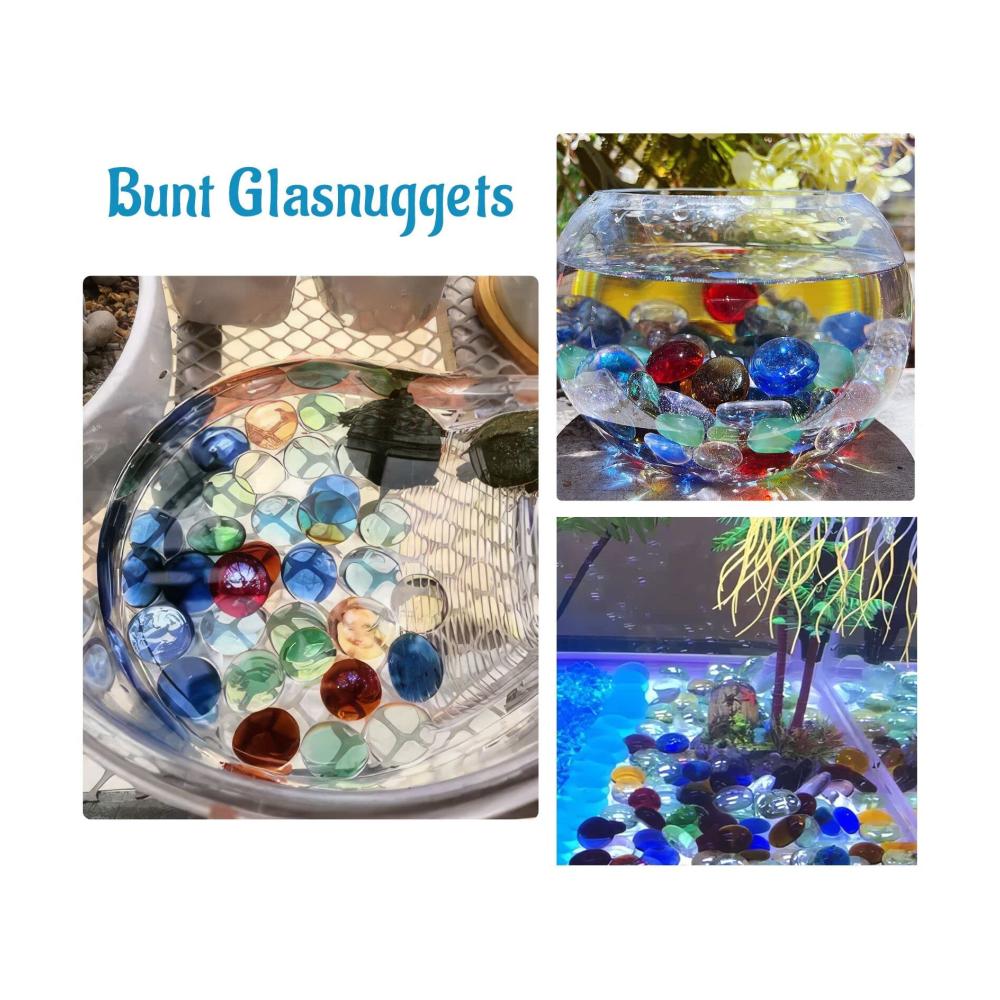 Attraktive Glasnuggets Bunt 900g - Premium Granulate für kreative Dekoideen - Muggelsteine Spielsteine & Mosaiksteine inklusive - Ideal zum Basteln und Verschönern